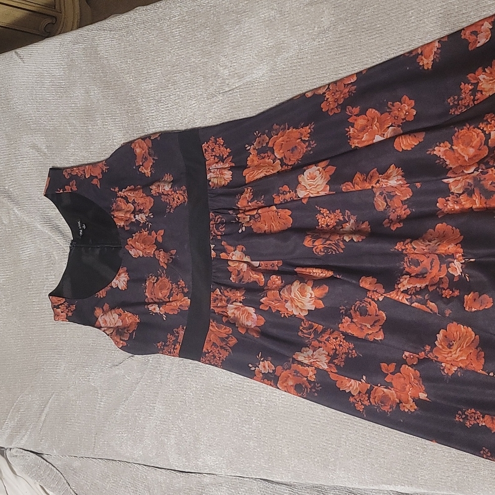 City Chic fit and flare black floral dress